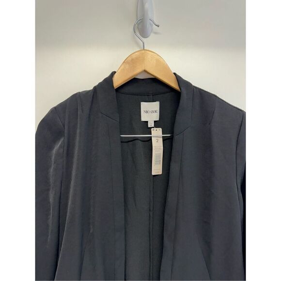 Nice+Zoe Smart Look Blazer Black Size 2 Black 3/4 Sleeve Mordern Style NEW - Picture 5 of 11